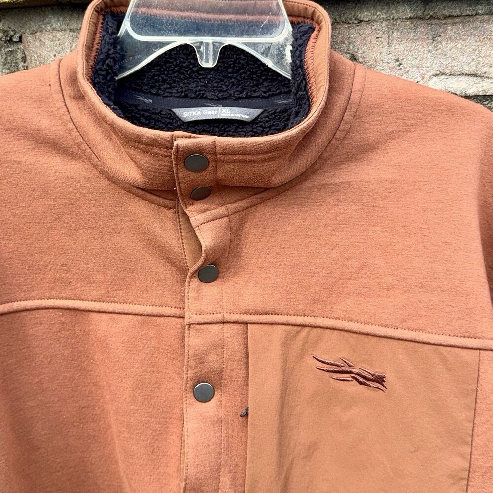 Sitka Gear Front Range Snap Fleece Pullover Men Sz XL Rust Sherpa Lined Hunting